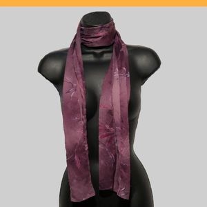 Vintage Plum Wildflowers Print Long Scarf